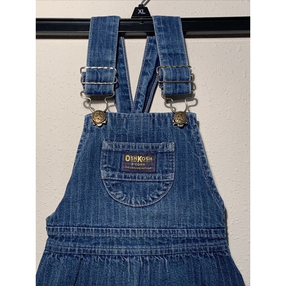 Jumper 4T Girl Vintage OshKosh Vestbak Denim Overall Dress Button Cross Strap